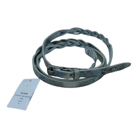 GUESS Womens Fashion Belt Metallic Snake Print Braided Adjustable Buckle XL New - Picture 1 of 9